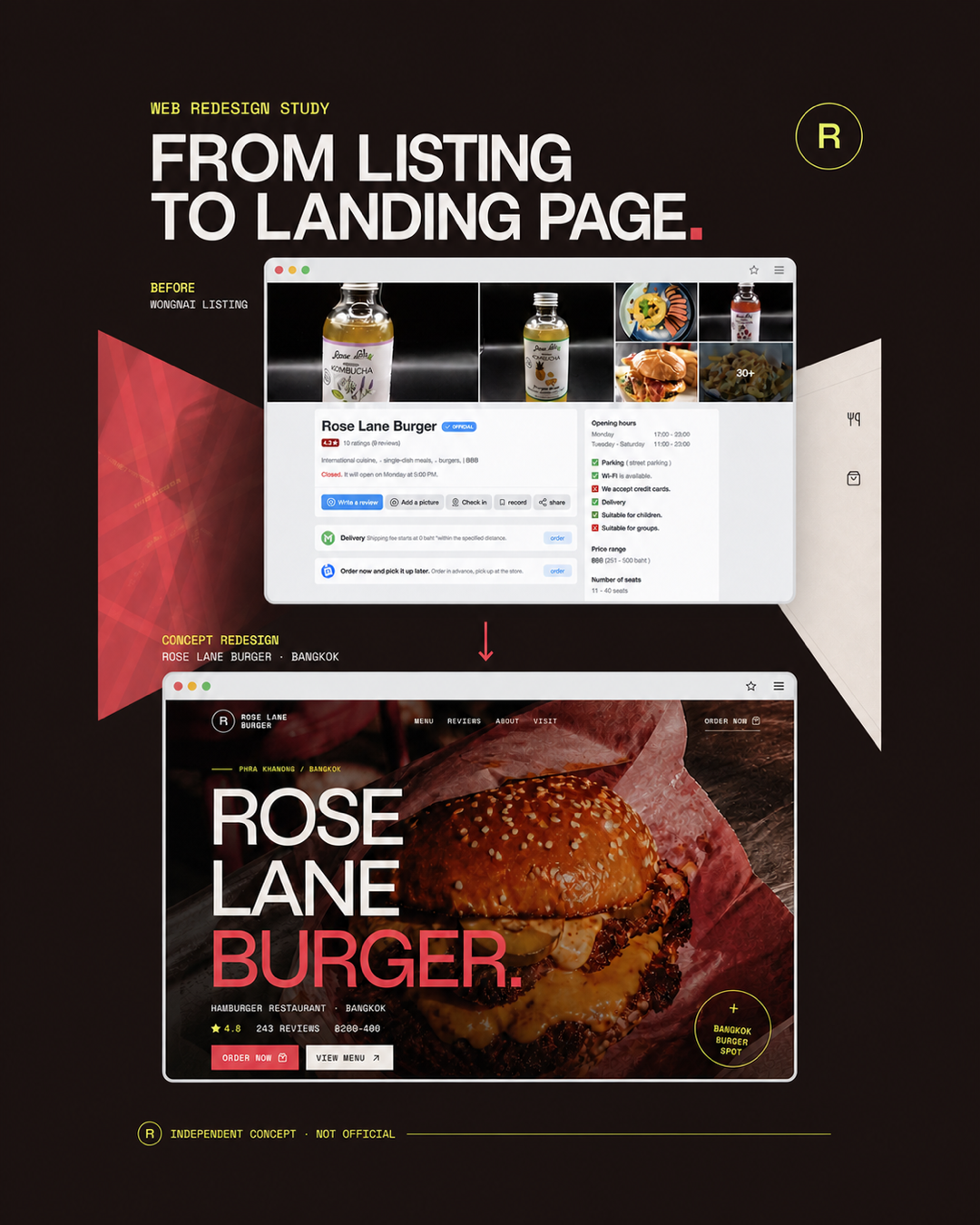 Rose Lane Burger unofficial website concept
